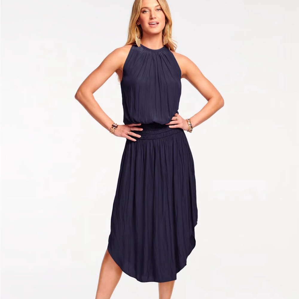 Ramy Brook Audrey Smocked Midi Dress - Navy